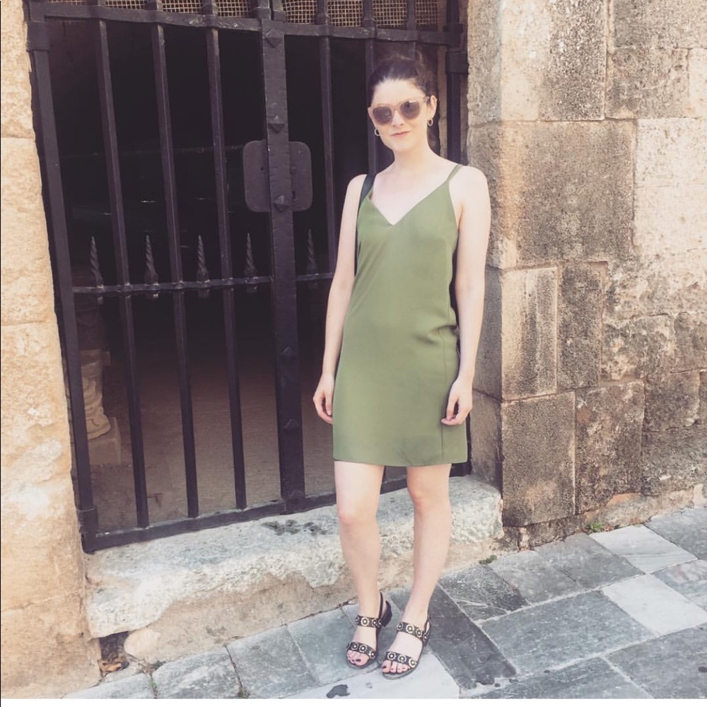 Topshop mini green slip dress - US 2